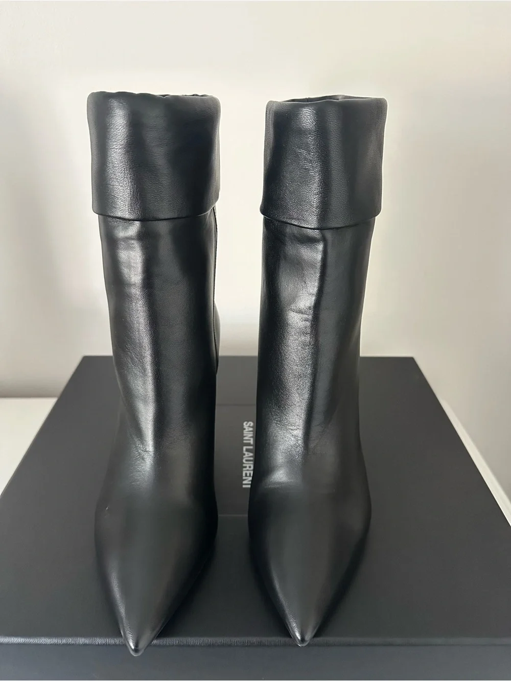 Saint Laurent Black Leather 95mm Niki boots 38.5